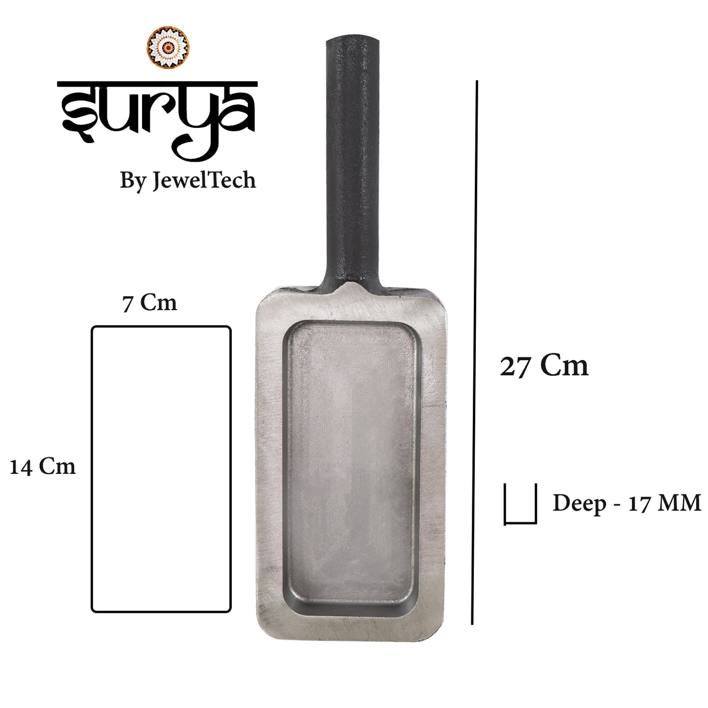 Rectangular ingot mould for 500 gram gold and silver bar casting with smooth finish

