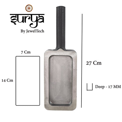 Rectangular ingot mould for 500 gram gold and silver bar casting with smooth finish

