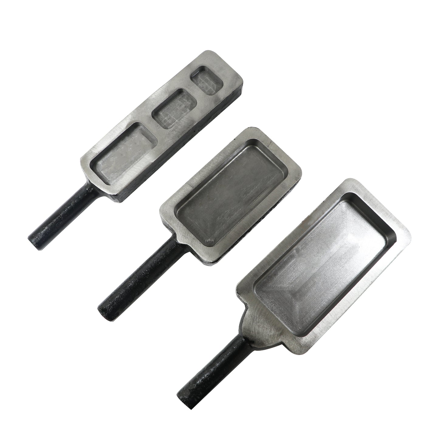 JewelTech cast iron ingot moulds set with smooth non-stick carbon steel finish

