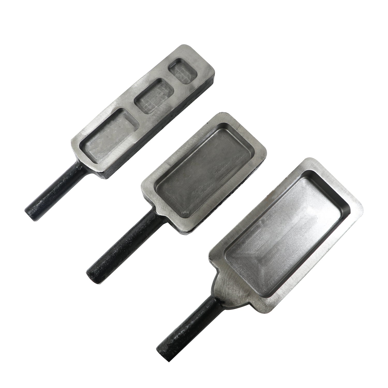 JewelTech cast iron ingot moulds set with smooth non-stick carbon steel finish

