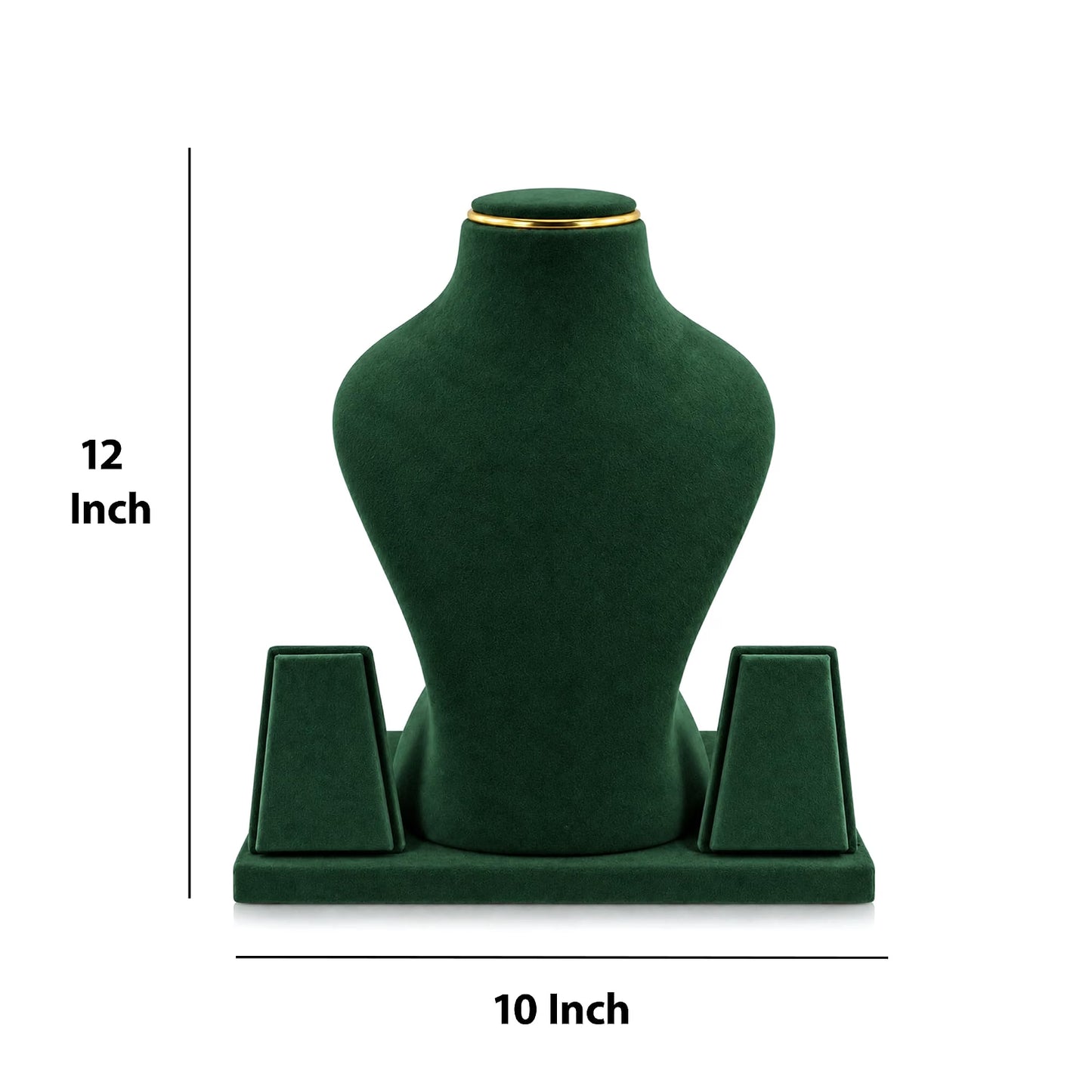 Green velvet jewellery bust for jewellery shop boutique and counter display