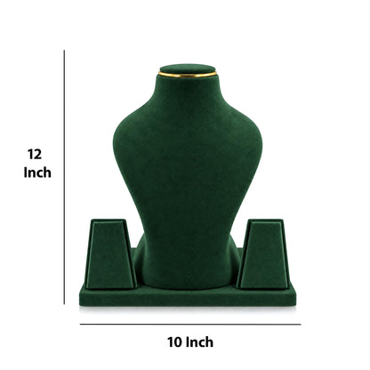 Green velvet jewellery bust for jewellery shop boutique and counter display