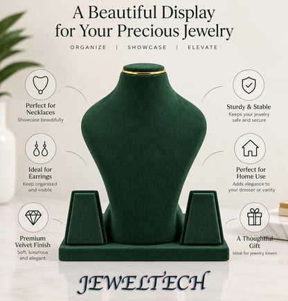 JewelTech green jewellery display stand for necklace earrings and pendants