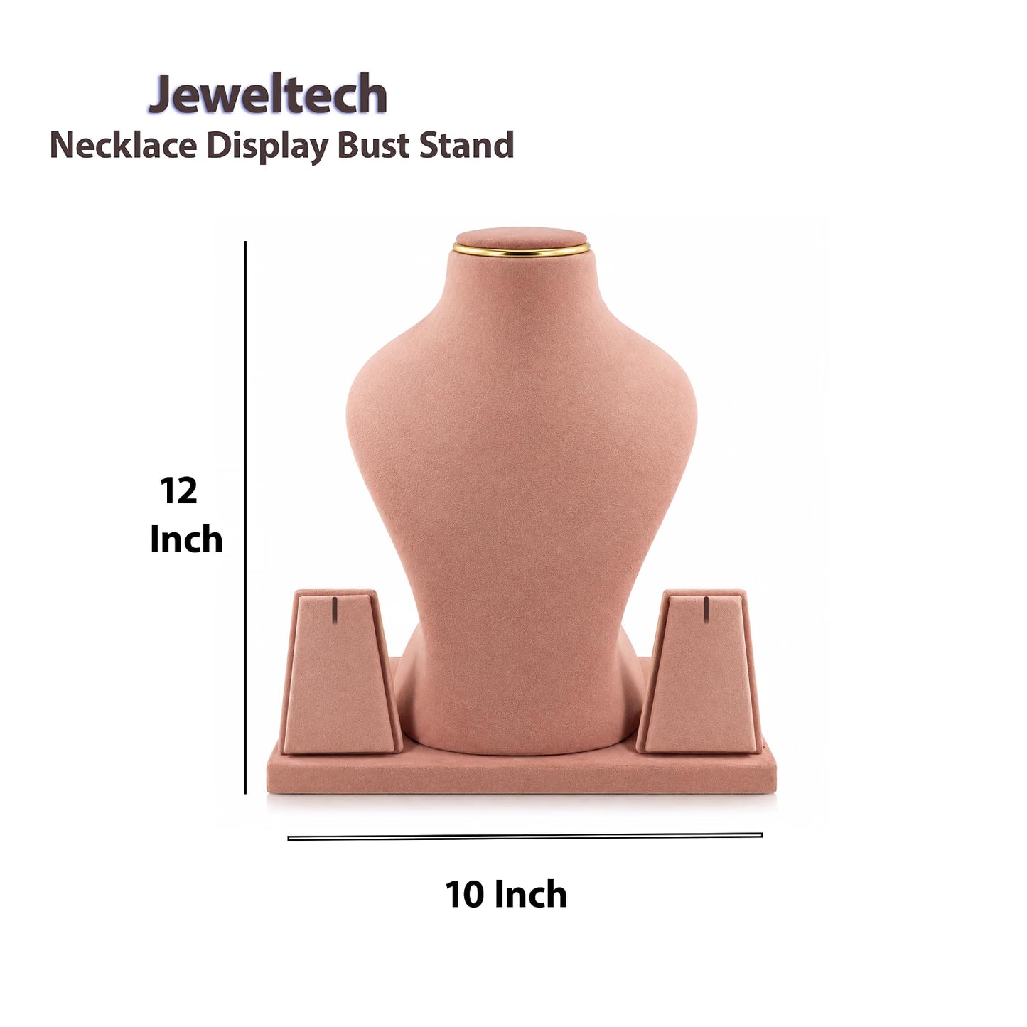 Rose pink velvet jewellery bust for jewellery shop and boutique display