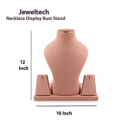 Rose pink velvet jewellery bust for jewellery shop and boutique display