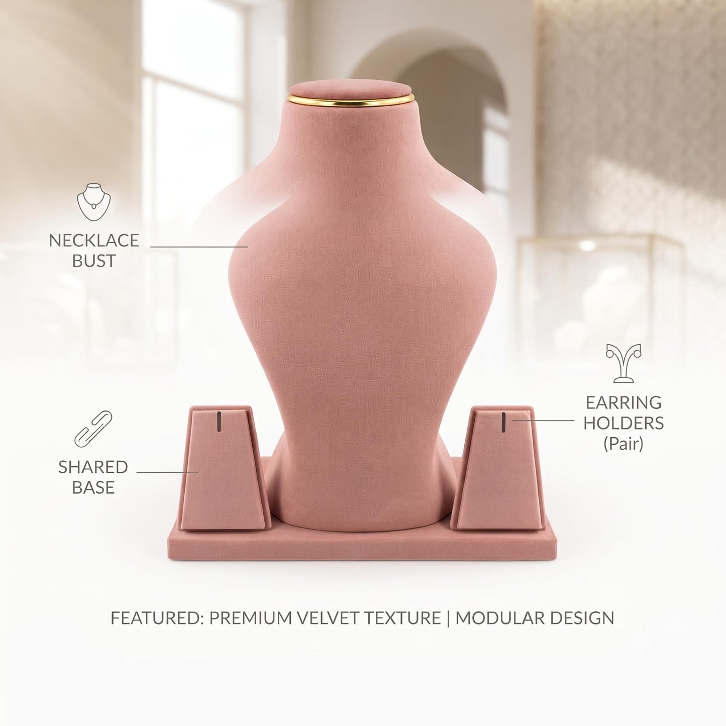 JewelTech pink jewellery display stand for necklaces earrings and pendants