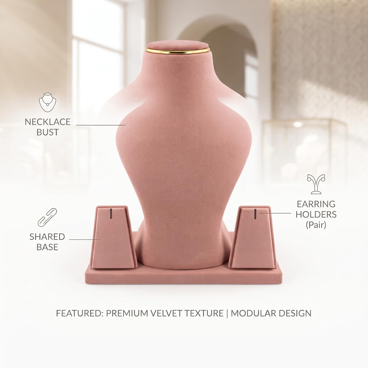 JewelTech pink jewellery display stand for necklaces earrings and pendants