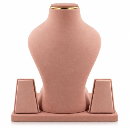 JewelTech rose pink velvet jewellery display stand with necklace bust and earring holders