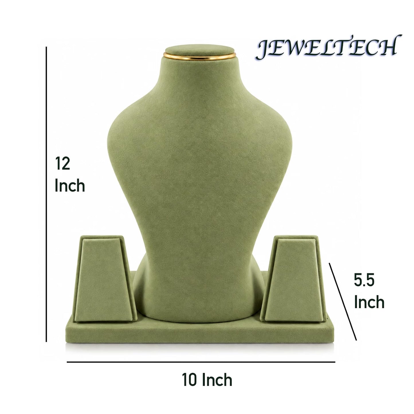 Antique finish velvet jewellery display bust for necklaces and earrings