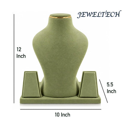 Antique finish velvet jewellery display bust for necklaces and earrings
