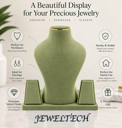 JewelTech 12 inch velvet necklace display stand for jewellery showcase