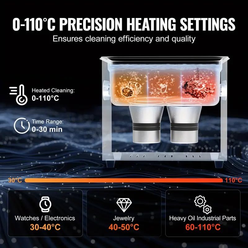 Jeweltech 3L Ultrasonic Cleaner Machine with Heater, Digital Timer, DEGAS & Semi-Wave | 42kHz Stainless Steel Ultrasonic Bath for Jewelry Dental Lab Optical & Electronic Cleaning