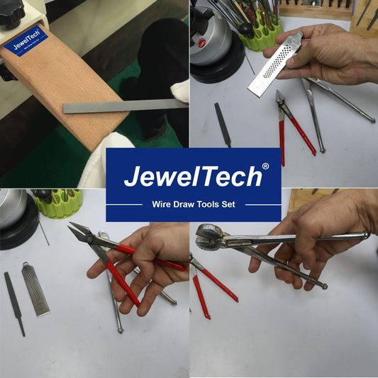 JEWELTECH JewelTech Wire Draw Tools Set – 4-Piece Jewellery Wire Drawing Kit with 60 Hole Drawplate (Janti Patti), File, Plier (Sandsi) & Jamboor for Gold, Silver, Copper & Metal Wire Shaping