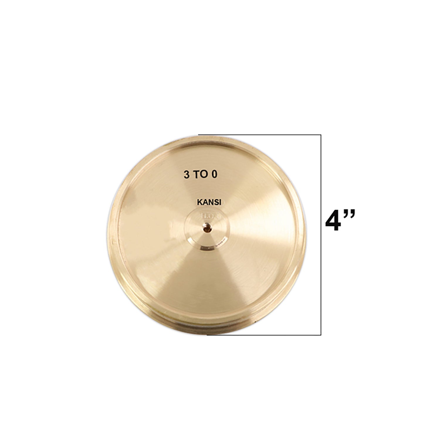 Kansi cymbal with size measurement '3 to 0' and '4"