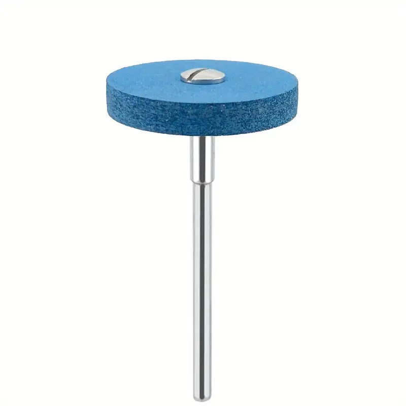 A set of T-shaped diamond polishing heads in various colors including green, yellow, pink, blue, and gray, each with a shank attachment.