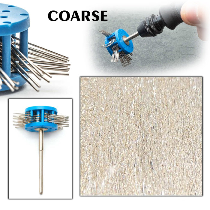Coarse and fine wire brush kit for gold, silver, platinum, and brass jewelry