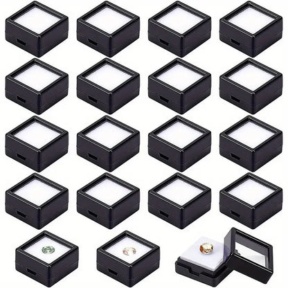 Jeweltech gemstone display boxes set of 36 black plastic