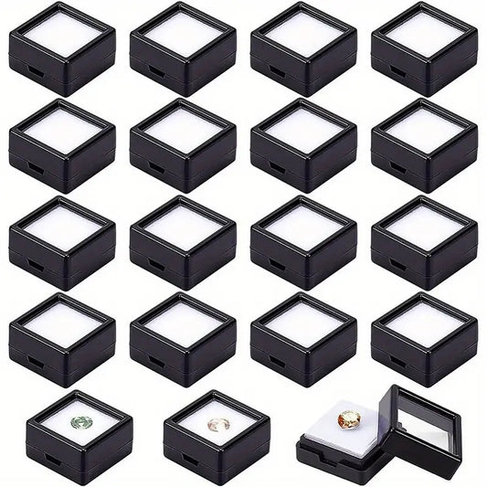 Jeweltech gemstone display boxes set of 36 black plastic