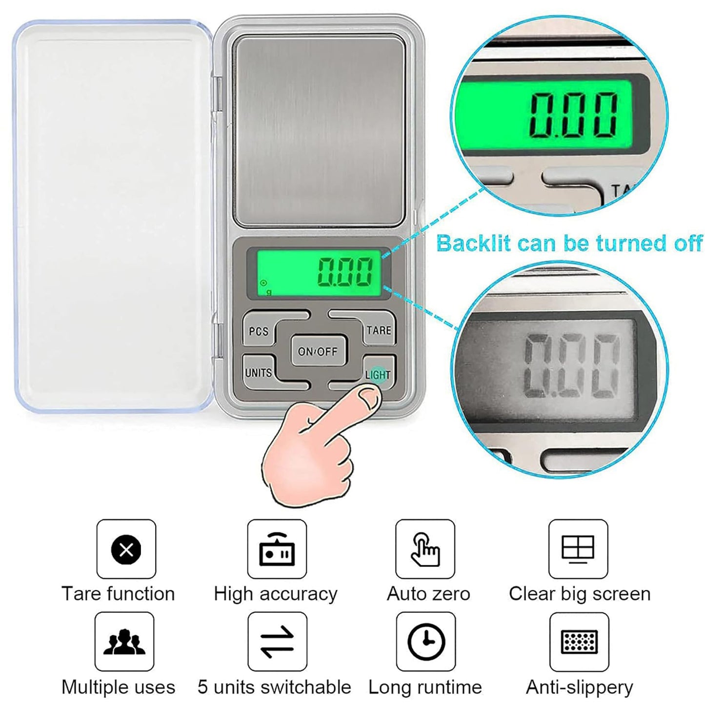 Compact 200g digital pocket scale with 0.01g accuracy for gold and jewellery weighing