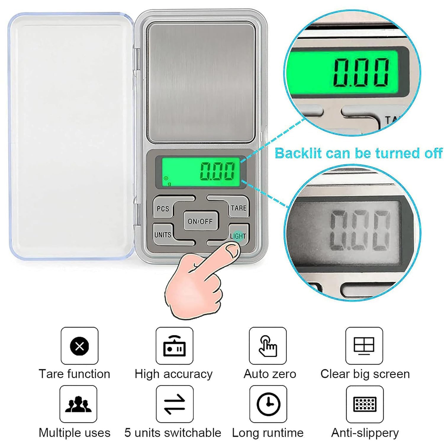 Compact 200g digital pocket scale with 0.01g accuracy for gold and jewellery weighing