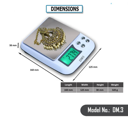 Digital scale for accurate gold and silver measurement up to 1kg with LCD display

