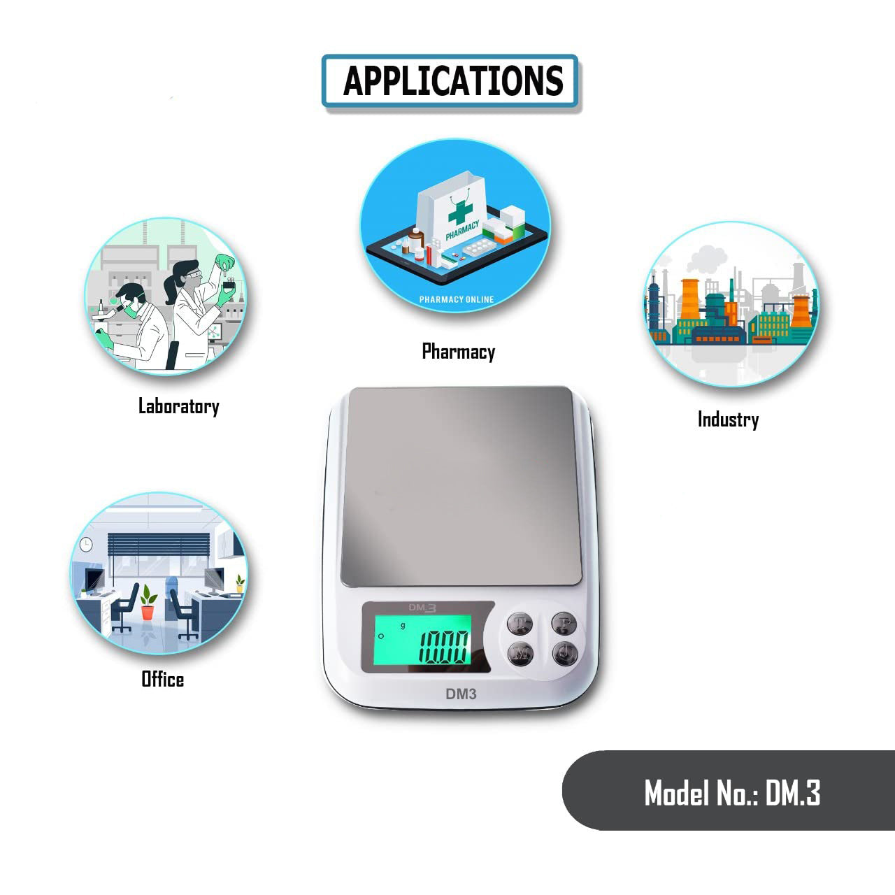 DM3 scale with tare function, PCS counting and auto-off feature for jewellery making