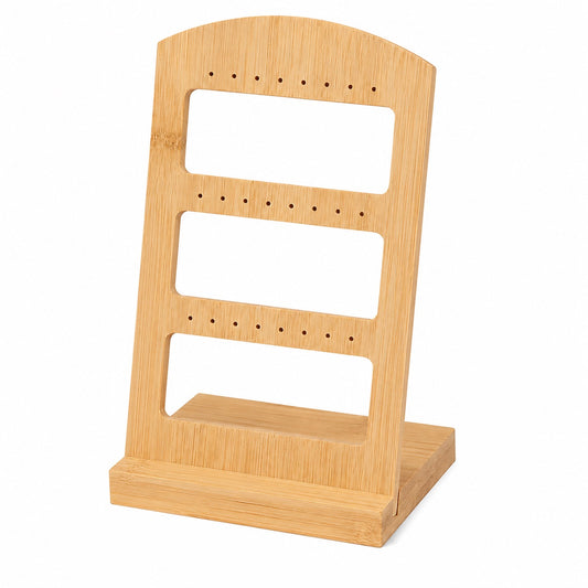 Jeweltech Wooden Earring Display Stand, Cutout Slot Organizer for Earrings and Studs, Tabletop Jewelry Holder for Home, Shop and Photoshoot Use
