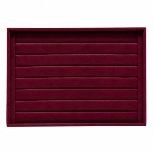 Jeweltech Red Velvet Ring Organizer Tray, Wave Slot Design 35x24cm, Ring Display Tray for Rings and Studs, Retail Counter and Home Storage Use