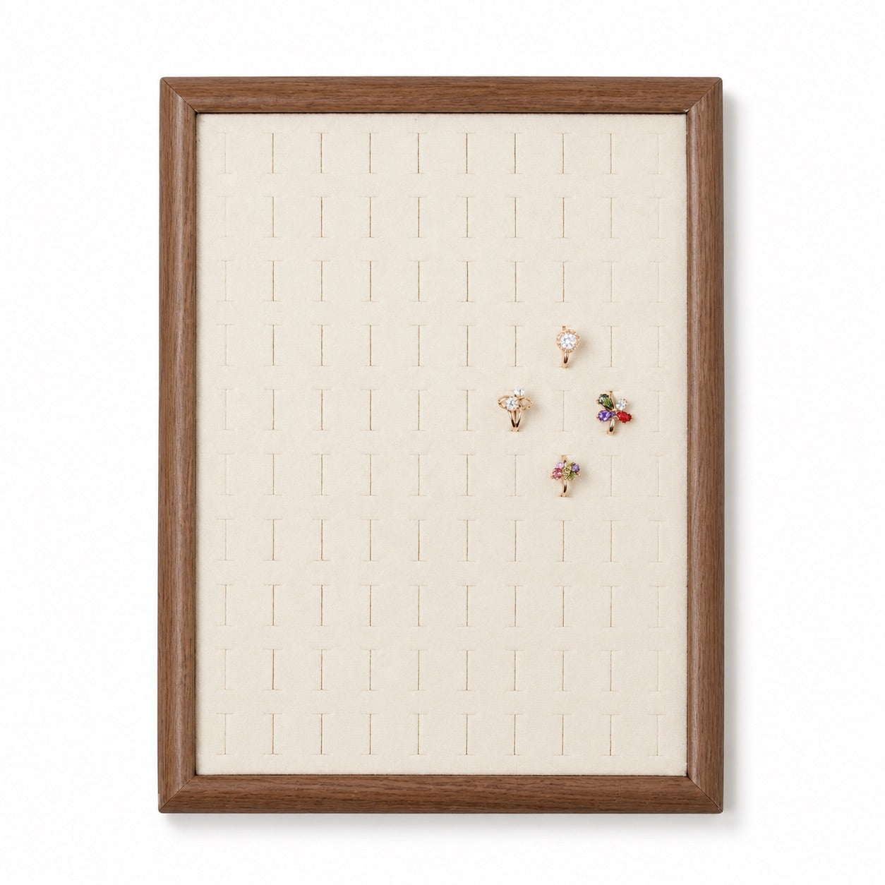 Jeweltech 100 Slot Wooden Ring Display Tray, Large Capacity Velvet Jewelry Organizer 35x24cm, Oak Frame Showcase Stand for Rings & Earrings, Retail and Wholesale Display