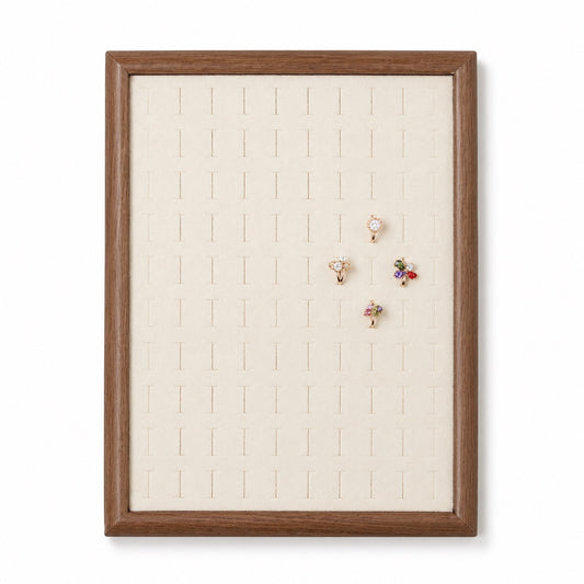 Jeweltech 100 Slot Wooden Ring Display Tray, Large Capacity Velvet Jewelry Organizer 35x24cm, Oak Frame Showcase Stand for Rings & Earrings, Retail and Wholesale Display