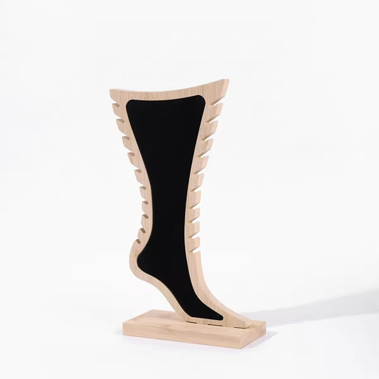 Jeweltech Black Bamboo Necklace Display Stand, Leg-Shaped Design with Notches for Multiple Necklaces, Jewelry Showcase for Shop and Home Use