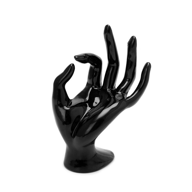 Jeweltech Black Resin Hand-Shaped Ring Display Stand, Spread Finger Pose Jewelry Holder for Rings and Bracelets, Shop and Photoshoot Display