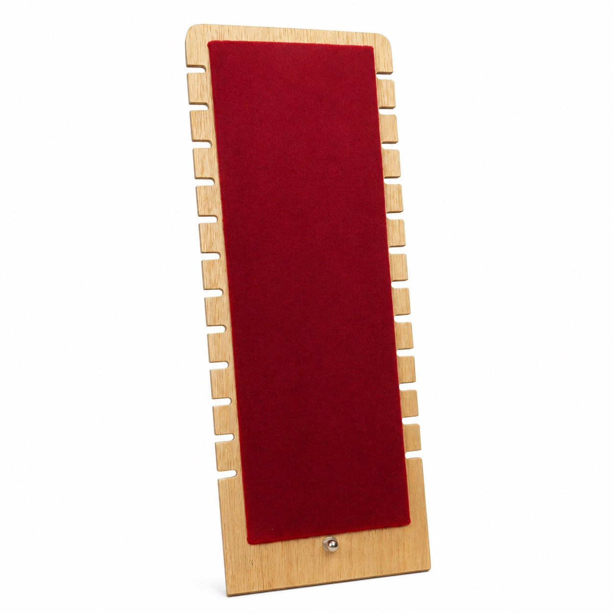 Jeweltech Wooden Necklace Display Stand with Red Velvet Panel, Notched Sides for Multiple Necklaces, Tall Jewelry Showcase for Shop and Home Use