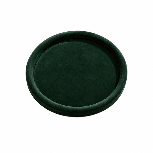 Jeweltech Round Burgundy Velvet Jewelry Tray, Catch-All Organizer for Rings, Bracelets and Necklaces, Decorative Jewelry Dish for Dressing Table and Bedside