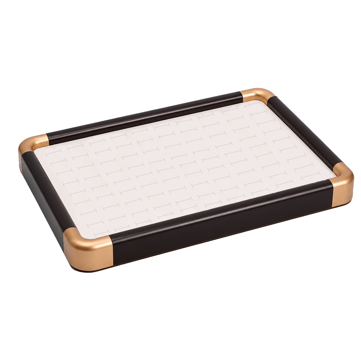 Jeweltech Brown and Gold Stacking Ring Tray, 100 Slot Grey Fabric Organizer for Rings, Large Capacity Jewelry Display Tray for Wholesale and Retail Shops