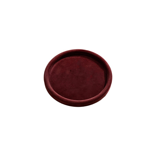 Jeweltech Round Burgundy Velvet Jewelry Tray, Catch-All Organizer for Rings, Bracelets and Necklaces, Decorative Jewelry Dish for Dressing Table and Bedside