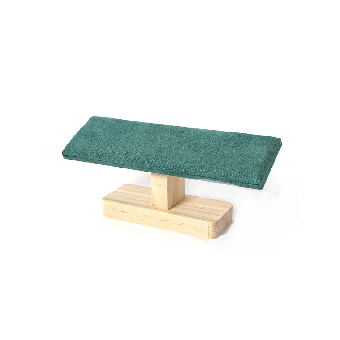 Jeweltech Wood T-Bar Bracelet and Watch Display Stand, Fabric Padded Bar Holder for Bracelets and Watches, Jewelry Showcase Stand, Green