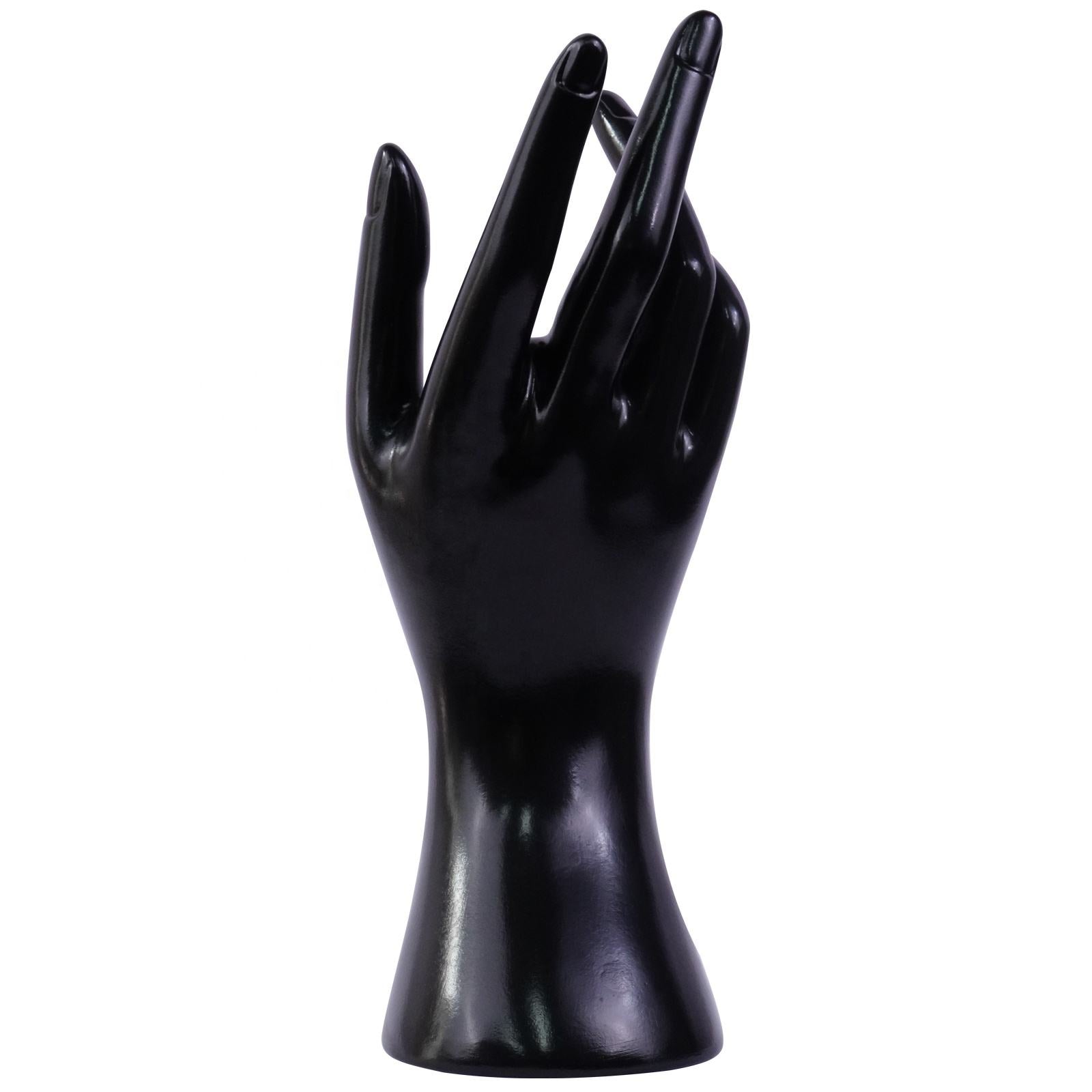 Jeweltech Black Resin Hand-Shaped Ring and Bracelet Display Stand, Elegant Hand Pose Jewelry Holder for Shop Counter and Photoshoot Use
