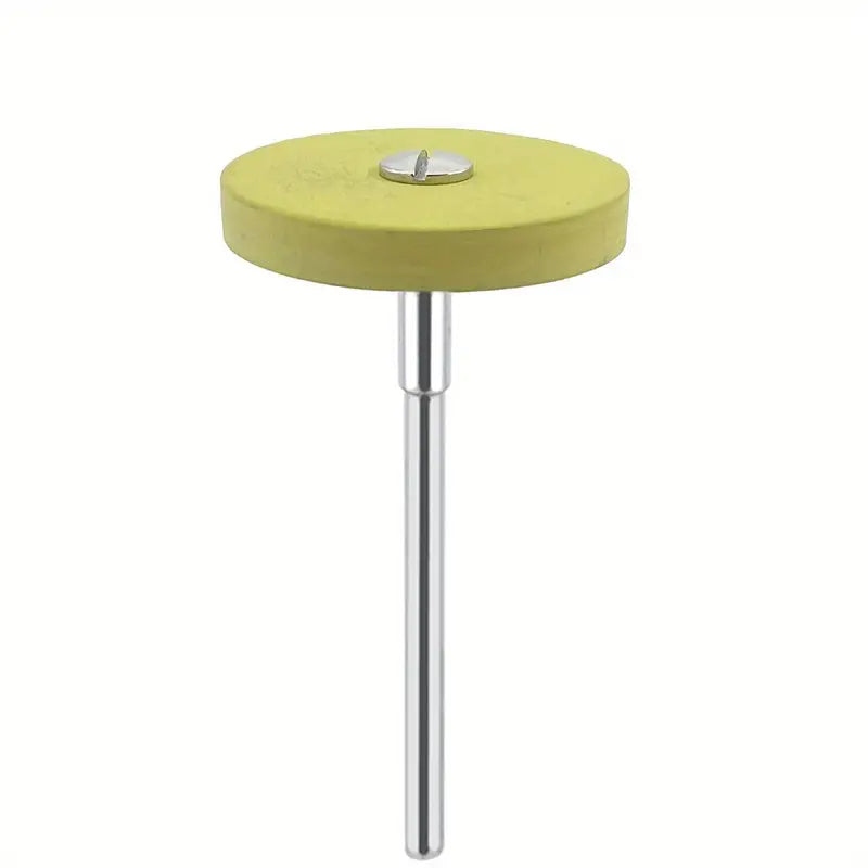 T-shaped diamond polishing heads in various colors including green, yellow, pink, blue, and gray, each with a shank attachment.