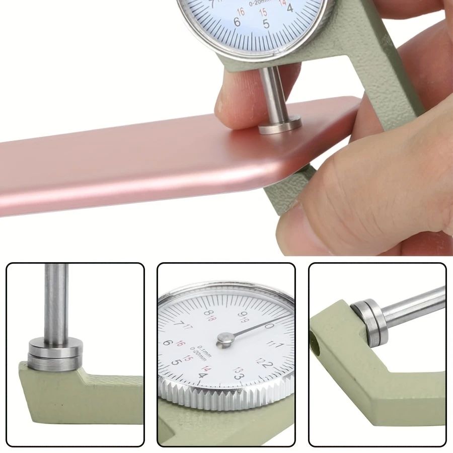 Easy-read analog mm gauge with compact design for portable use