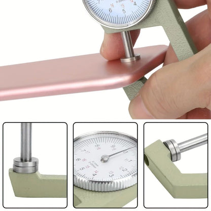 Easy-read analog mm gauge with compact design for portable use