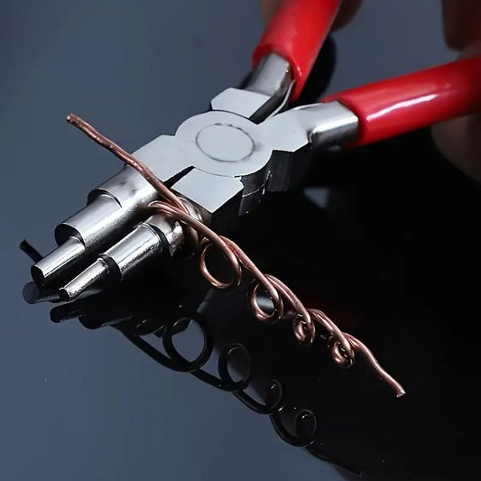6-in-1 Jewelry Making Pliers – Carbon Steel Looping and Wrapping Tool for Wire Shaping & Beading – Multi-Step Round Nose Bail Pliers for Jewelry Craft – Rust-Resistant Hand Tool