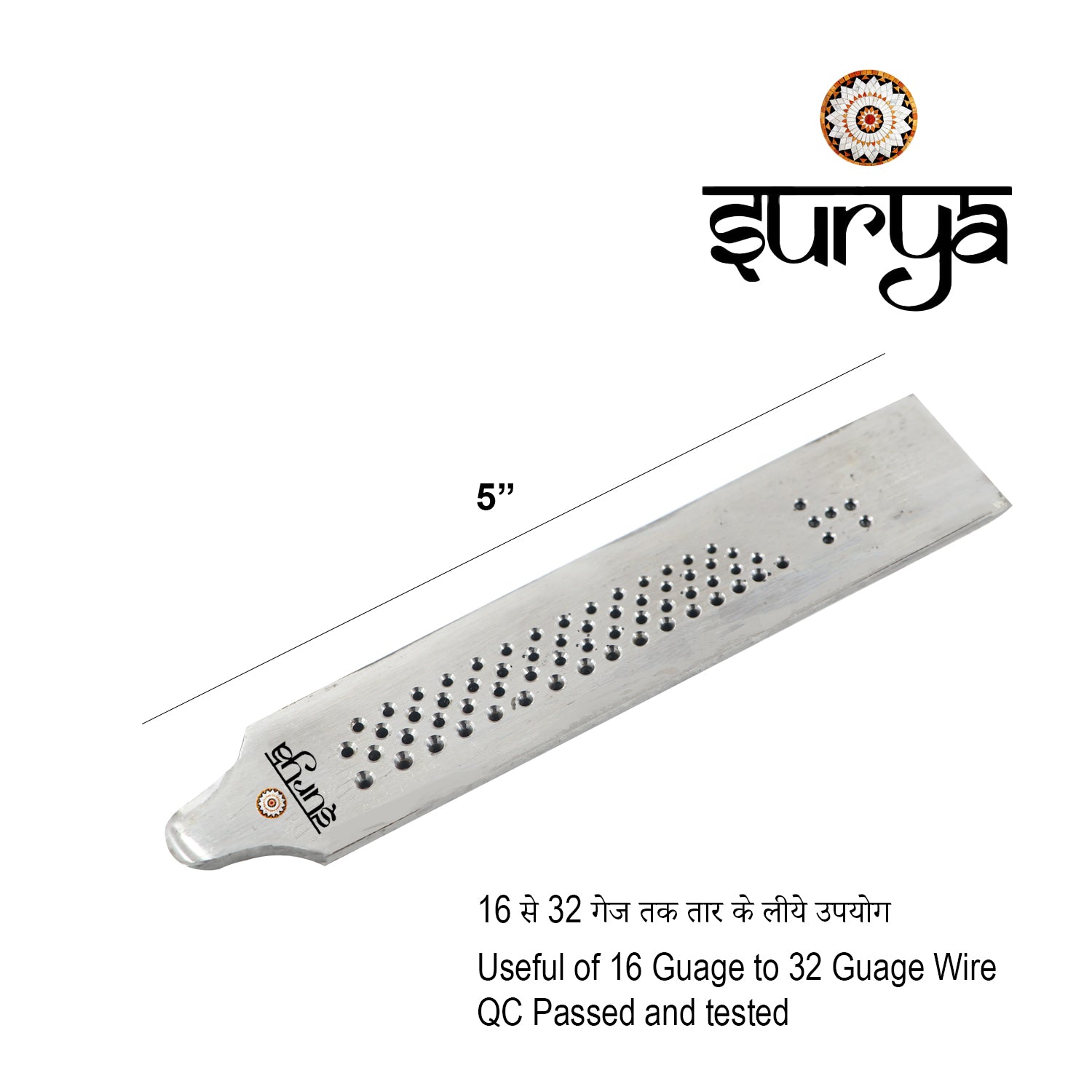 Fine wire drawplate with mirror-polished holes for smooth jewellery wire shaping