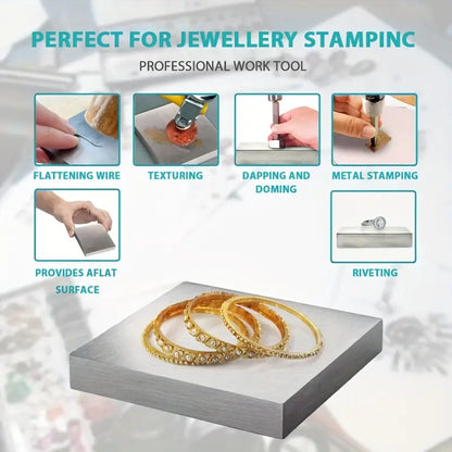 Jeweltech flat steel bench block plate for jewelry stamping and shaping

