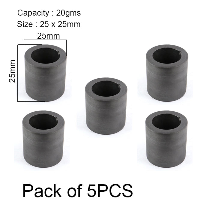 Surya Graphite Crucible 20grampack of 5 pieces for gold and silver melting in electric furnaces
