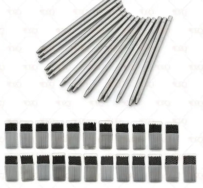 Steel beading tools with flat tip for diamond and stone setting in jewelry making, Densply grain setting tool set