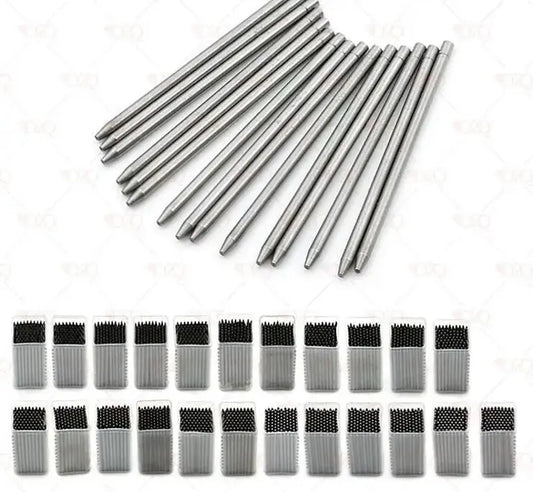Steel beading tools with flat tip for diamond and stone setting in jewelry making, Densply grain setting tool set