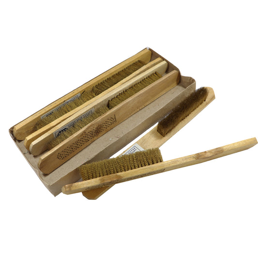 Jeweltech 6 Row Brass Wire Brush – Pack of 6 for Jewelry Cleaning and Polishing with Wooden Handle