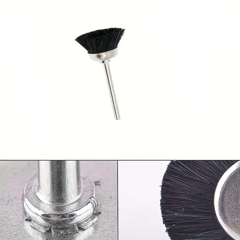 Rotary tool compatible black bristle cup brush



