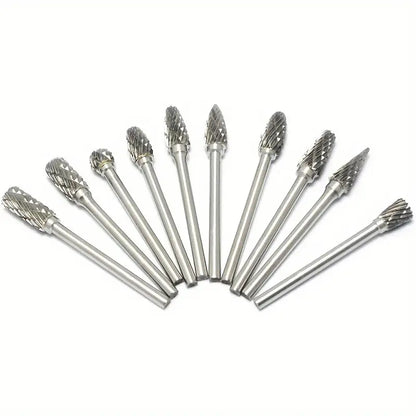 JewelTech rotary tool accessory kit with assorted carbide burr profiles

